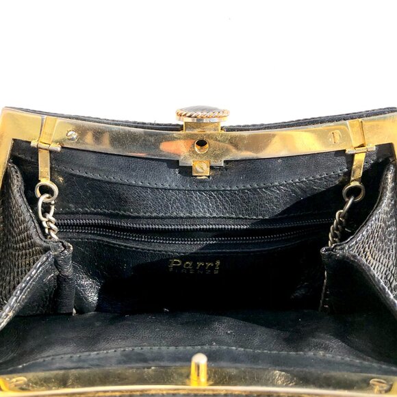Parri Firenze clutch evening bag black snake embossed crossbody bag vintage prom
